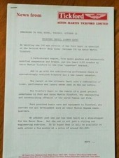 1982 1983 ASTON MARTIN TICKFORD FORD CAPRI TURBO 2.8 V6 PRESS RELEASE BROCHURE