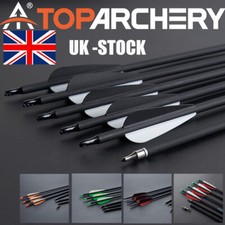 12PK Archery 30" Carbon Arrows SP500 Hunting Arrowheads for Compound Recurve Bow
