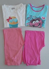 Girls 2x 100% Cotton Blue/Pink/White Long Sleeve Pyjama Sets age 8-9, 9 Years