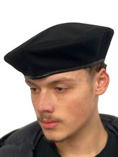 Black wool french beret - black,