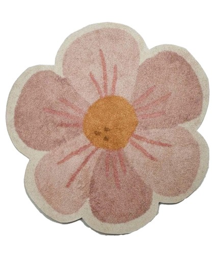 Dolls house flower rug - rug, pink