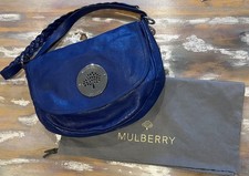 Authentic Mulberry Blue Leather Medium Daria Hobo Shoulder Bag with Braided Stra