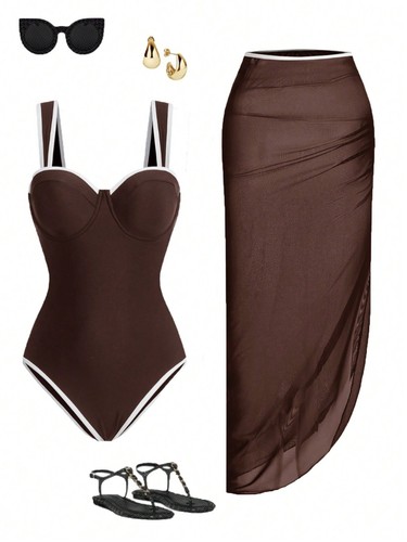 Women brown one piece - brown,