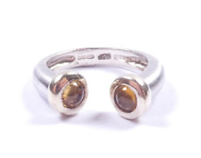 1998 Ring Torque Design 925 Sterling Silver Orange Yellow Cabochon Gemstones 4.7