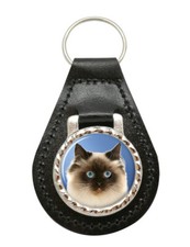 Birman Cat Leather Key Fob