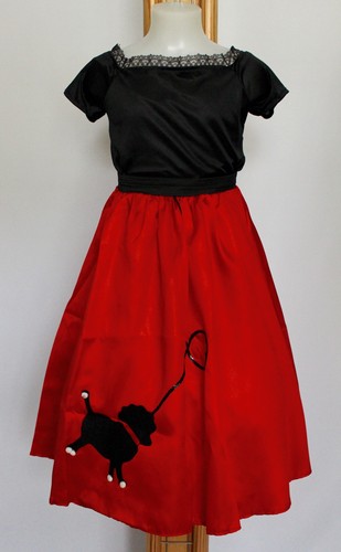 Girls 1950 red poodle - girls,