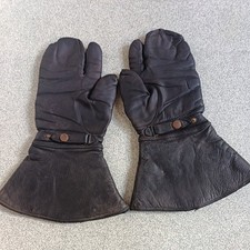 Vintage  Leather Motorcycle Gauntlets, Large, Acrylic Lining, with Buckle