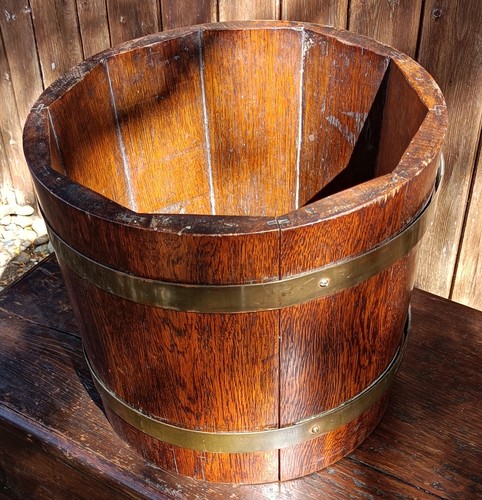 Coopered oak copper barrel - coopered, &