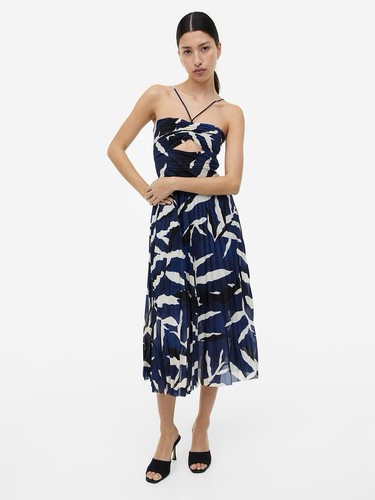 Pleated halterneck navy - h&m,