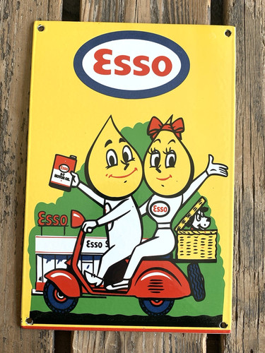 Vintage esso boy girl - boy, moped