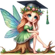 Watercolour Graduation Fairy Wall Art Bedroom Decor Vinyl Sticker Decal 6 Sizes
