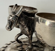 Antique silver donkey salt and - antique,