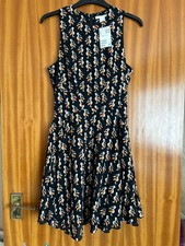 H&M black bird print dress