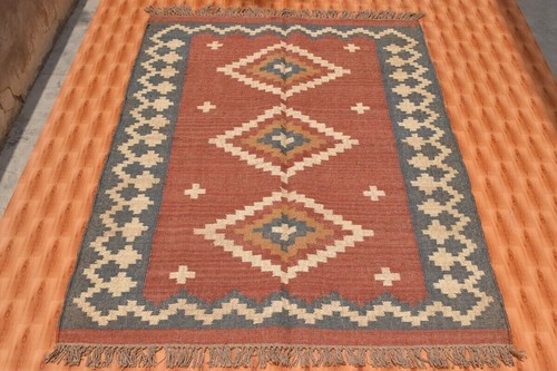 Boho wool jute kilim - jute,
