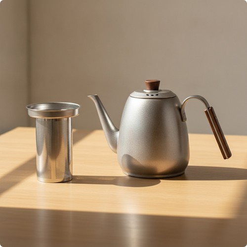Tea kettle with wooden handle - wooden,