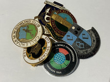 VINTAGE AND COLLECTABLE BOWLING CURLING ENAMEL AND OTHER BADGES