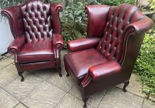 FINE ANTIQUE STYLE HIGH QUALITY OXBLOOD CHESTERFIELD WING BACK ARMCHAIR MINT