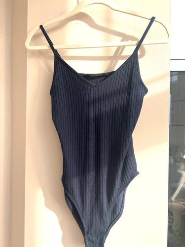 Navy ribbed bodysuit - ribbed,