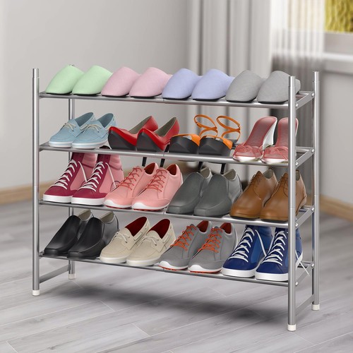 Shoe rack tier metal grey - 4-tier,