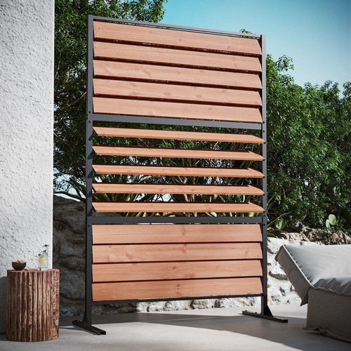 Louvered wood privacy - wood,