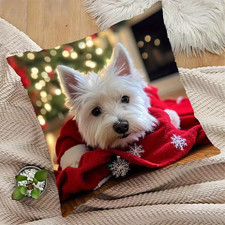 Super Soft Westie On Blanket Cushion Cover X 2  (45cm x 45CM) 