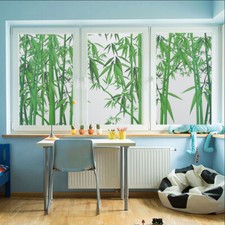 Bamboo Stained Glass Film Blackout Privacy Frosted Static Cling Home Sticker Art