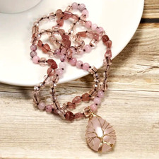 Boho Pink Water Drop Pendant