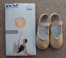 Ballet Shoes Pink Leather Child Size UK 8 & Ballet Tights Age 1-2 Baby Ballet