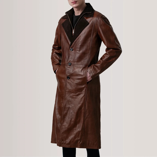 Mens genuine leather trench - genuine,