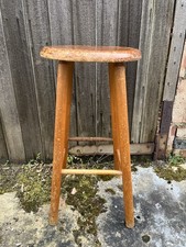 French Farmhouse Wood Stool 