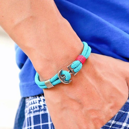 Silver metal anchor - silver, polyester