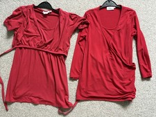 Jojo Maman Bebe Bundle 2 Pregnancy Maternity Breastfeeding Red Tops Small (UK10)