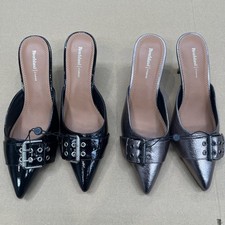 2 Pair Of Ladies Womens River Island Studios Shoes Heels Black And Gold 5 rrp£80