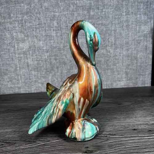 Glazed ceramic swan figurine - glazed,