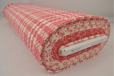 1m Boucle Fabric 59" wool chenille Red & Cream Check Coats Jacket Dressmaking