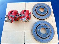 AUDI TT MK1 QUATTRO VW GOLF MK4 256mm Rear Red CALIPERS + grooved Brake DISCS