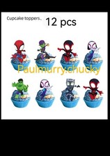 12 X Spidey Cake Picks,Cupcake Toppers Kids Birthday Party Decoration Spiderman