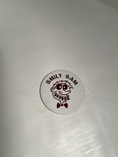 Vntg POG 1990s Smily Sam Shiny Foil Red Man Caricature Cap Milk Bottle Top HTF