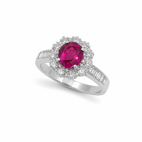 Platinum red spinel diamond - platinum,