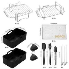 10pcs Air Fryer Rack & Grills Steel Baking Pot Dual Basket Accessories For Ninja
