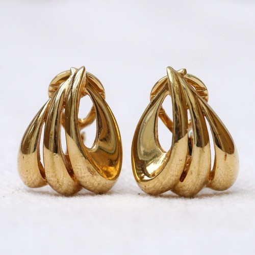 Signed monet gold tone clip - clip, on