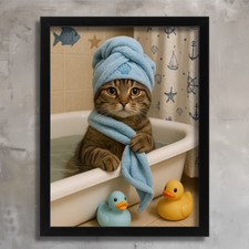 Funny Cat in Bathtub Wall Art