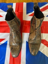 Mens Boots Leather Snakeskin Pattern Size 42 EU 8 UK