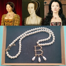 Anne Boleyn's Iconic B initial Faux Pearl Tudor Historical Replica necklace