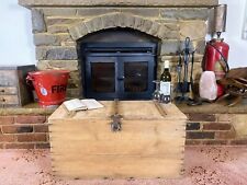 Old Antique Pine Chest, Vintage Wooden Storage Trunk, Blanket Box, Coffee Table.