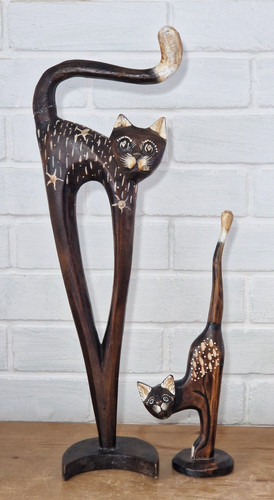 Pair stylised rustic folk - pair, of