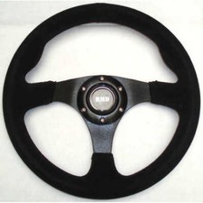 Steering Wheel 320mm Black Suede Black Spokes Race Rally SVi-4119BSU