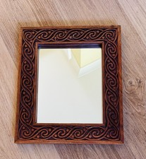 Stunning Carved Wooden Framed Mirror - 14" x 12" - Excellent Condition