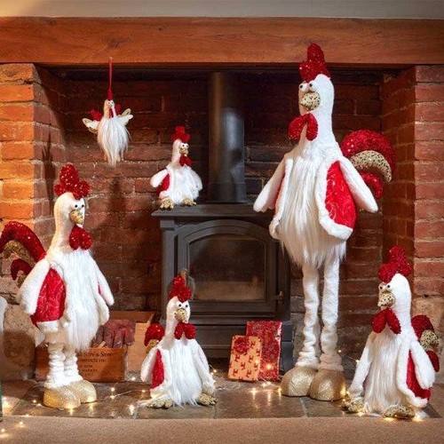 Chicken ornaments festive - chicken, red