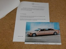 MERCEDES BENZ S-CLASS PULLMAN LIMOUSINE genuine press release & photo (Nov 1999)